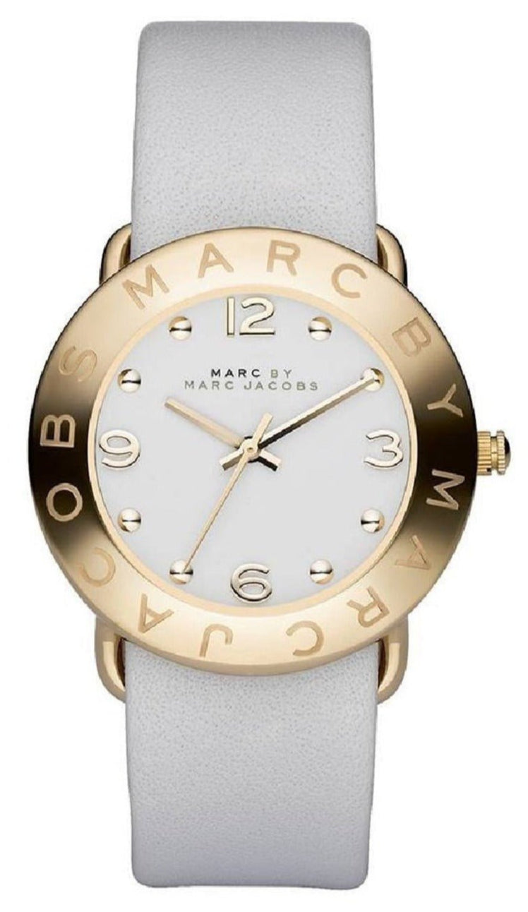 Marc Jacobs Amy White Dial White Leather Strap Watch for Women - MBM1150