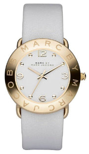 Marc Jacobs Amy White Dial White Leather Strap Watch for Women - MBM1150