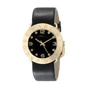 Marc Jacobs Amy Black Dial Black Leather Strap Watch for Women - MBM1154
