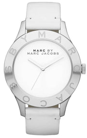 Marc Jacobs Blade White Dial White Leather Strap Watch for Women - MBM1200