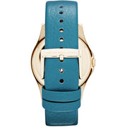 Marc Jacobs Baby Dave Gold Dial Blue Leather Strap Watch for Women - MBM1263