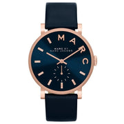 Marc Jacobs Baker Navy Blue Dial Navy Blue Leather Strap Watch for Women - MBM1329