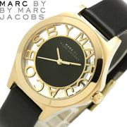 Marc Jacobs Henry Skeleton Black Dial Black Leather Strap Watch for Women - MBM1340