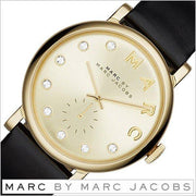 Marc Jacobs Baker Gold Dial Black Leather Strap Watch for Women - MBM1399