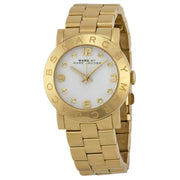 Marc Jacobs Amy White Dial Gold Steel Strap Watch for Women - MBM3056
