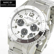 Marc Jacobs Marc Chronograph Silver Dial Silver Steel Strap Watch for Men - MBM3155