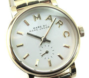 Marc Jacobs Baker White Dial Gold Steel Strap Watch for Women - MBM3247