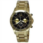 Marc Jacobs Rock Chronograph Black Dial Gold Steel Strap Watch for Women - MBM3253