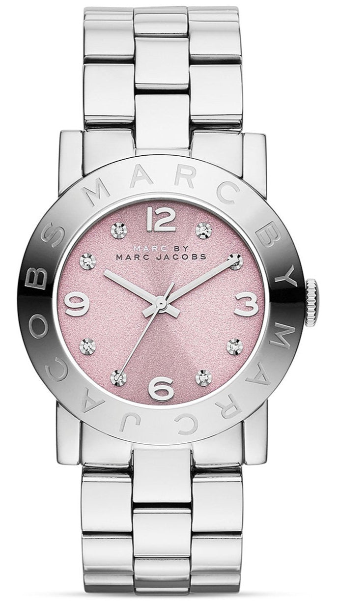 Marc Jacobs Amy Life Pink Dial Silver Steel Strap Watch for Women - MBM3300