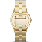 Marc Jacobs Blade Chronograph Blue Dial Gold Steel Strap Watch for Women - MBM3307