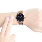 Marc Jacobs Baker Blue Dial Rose Gold Steel Strap Watch for Women - MBM3330