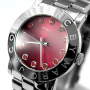 Marc Jacobs Amy Red Dial Silver Steel Strap Watch for Women - MBM3335