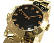 Marc Jacobs Amy Glitz Black Dial Gold Steel Strap Watch for Women - MBM3334