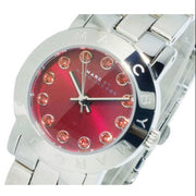 Marc Jacobs Amy Red Dial Silver Steel Strap Watch for Women - MBM3335