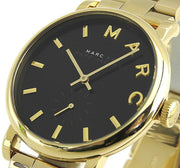 Marc Jacobs Baker Black Dial Gold Steel Strap Watch for Women - MBM3355