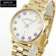 Marc Jacobs Baker White Dial Gold Steel Strap Watch for Women - MBM3440