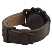 Marc Jacobs Larry Chronograph Black Dial Grey Leather Strap Watch for Men - MBM5034