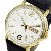 Marc Jacobs Fergus White Dial Black Leather Strap Watch for Men - MBM5081