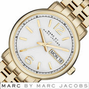 Marc Jacobs Fergus White Dial Gold Steel Strap Watch for Women - MBM8647