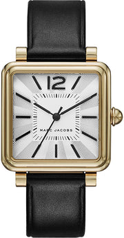 Marc Jacobs Vic Silver Dial Black Leather Strap Watch for Women - MJ1437