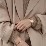 Daniel Wellington Iconic Link White Dial Rose Gold Steel Strap Watch for Women - DW00100213