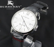 Burberry Classic Round Cream Dial Black Leather Strap Watch for Men - BU10008