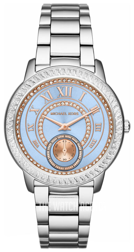 Michael Kors Madelyn Quartz Blue Dial Silver Steel Strap Watch For Women - MK6286