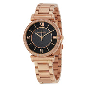 Michael Kors Catlin Black Diamonds Dial Rose Gold Steel Strap Watch for Women - MK3356