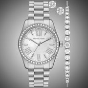 Michael Kors Lexington Crystals Mother of Pearl White Dial Silver Steel Strap Watch for Women - MK1087