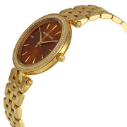 Michael Kors Darci Amber Dial Gold Steel Strap Watch for Women - MK3408