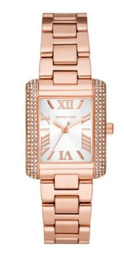 Michael Kors Emery Three-Hand Crystals Silver Dial Rose Gold Steel Strap Watch for Women - MK4641
