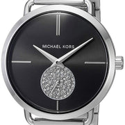 Michael Kors Portia Black Dial Silver Steel Strap Watch for Women - MK3638