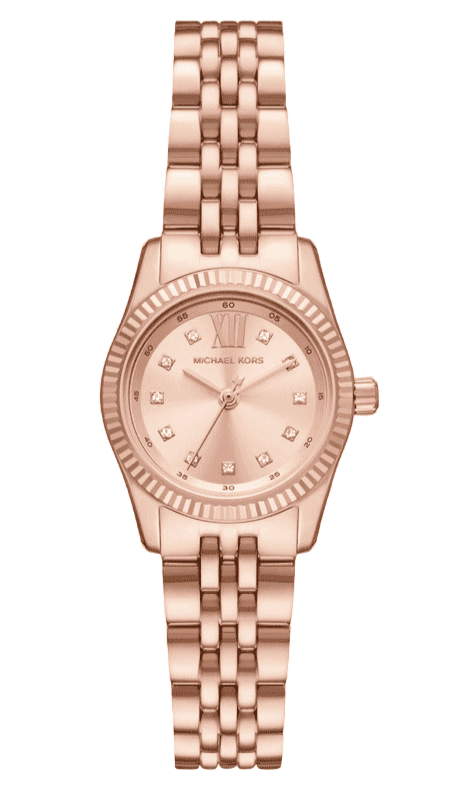Michael Kors Lexington Three Hand Rose Gold Dial Rose Gold Steel Strap Watch For Women - MK4739