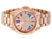 Michael Kors Bradshaw Chronograph Rose Gold Dial Rose Gold Steel Strap Watch For Women - MK6321