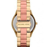 Michael Kors Slim Runway Pink Dial Two Tone Steel Strap Watch for Women - MK3493
