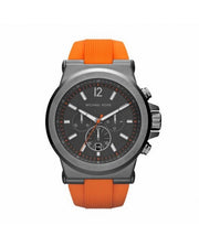 Michael Kors Dylan Chronograph Grey Dial Orange Rubber Strap Watch for Men - MK8296