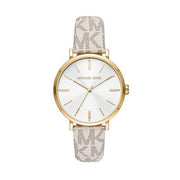Michael Kors Pyper Analog Silver Dial White Leather Strap Watch for Women - MK2946