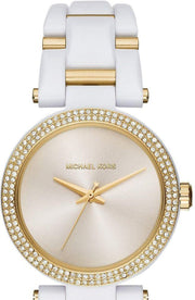 Michael Kors Delray Rose Gold Dial White Steel Strap Watch for Women - MK4315