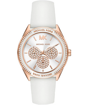 Michael Kors Oversized Sport Quartz White Dial White Rubber Strap Watch For Women - MK6945
