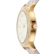 Michael Kors Tibby Analog Silver Dial White Leather Strap Watch for Women - MK1049