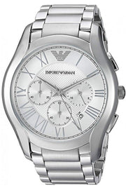 Emporio Armani Valente Chronograph Silver Dial Silver Steel Strap Watch For Men - AR11081