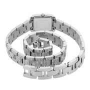 Michael Kors Emery Pave Double Wrap Crystals White Dial Silver Steel Strap Watch for Women - MK4836