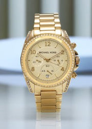 Michael Kors Runway Gold Dial Gold Steel Strap Watch for Women - MK5166