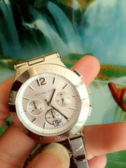 Michael Kors Wyatt White Dial Silver Steel Strap Watch For Women - MK5932