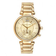 Michael Kors Sawyer White Dial Gold Steel Strap Watch for Women - MK6362