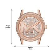 Michael Kors Ritz Analog Crystals Silver Dial Rose Gold Steel Strap Watch for Women - MK6863
