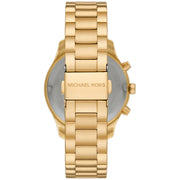 Michael Kors Berkley Chronograph Black Dial Gold Steel Strap Watch For Women - MK7414