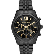 Michael Kors Lexington Chronograph Black Dial Black Steel Strap Watch for Men - MK8603