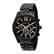Michael Kors Lexington Chronograph Black Dial Black Steel Strap Watch for Men - MK8603