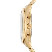 Michael Kors Slim Runway Chronograph Gold Dial Gold Steel Strap Watch For Men - MK8909